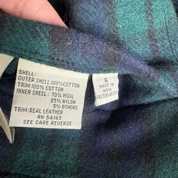 Colebrook Mens Reversible Barn Chore Jacket Navy Blue Green Plaid Wool Small